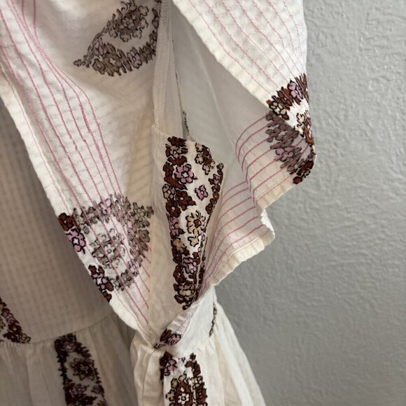 Knox Rose Women's Medium White Paisley Babydoll Top Lightweight Boho Flutter Sle - Picture 9 of 16